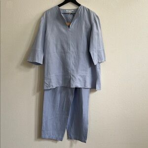 Real Clothes Saks Fifth Avenue Vintage Linen Tunic Top & Pull-On Pants Set XL